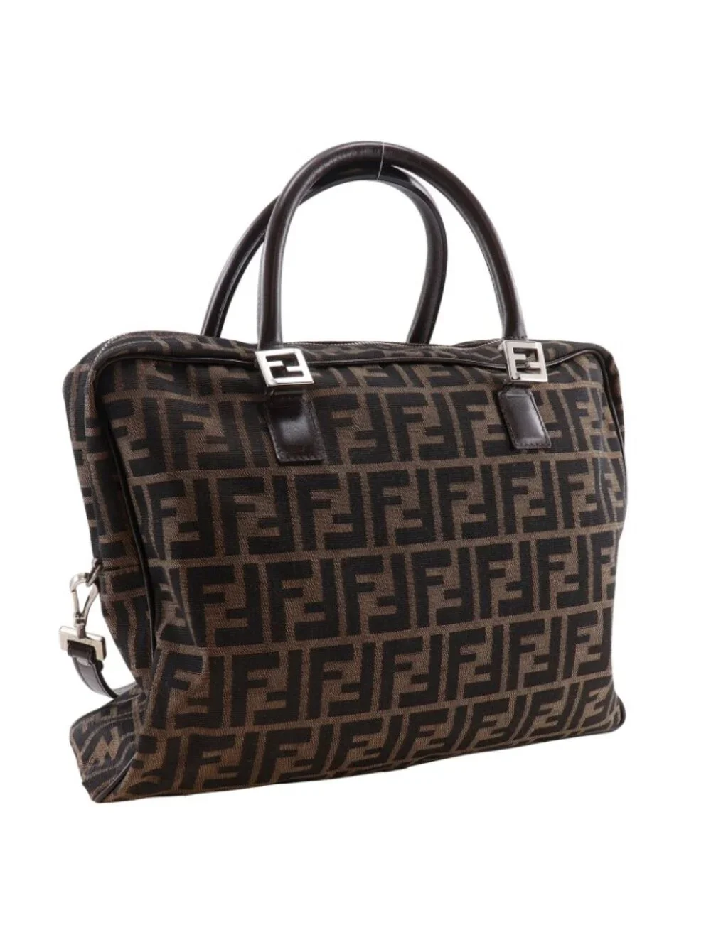 Fendi Zucca 2-Way Shoulder Nylon Canvas Brown Business